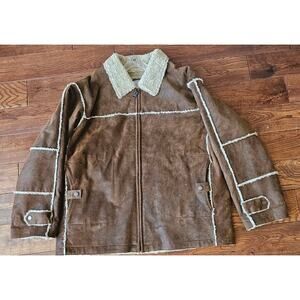 Vintage Wilsons Leather Sherpa Lined Western Barn Heavy Jacket Coat Mens XL 55